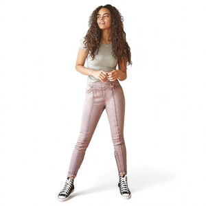 Free People Exposed Seam Lavender Moto Jeans Mercury Streetwear Denim Sz 30